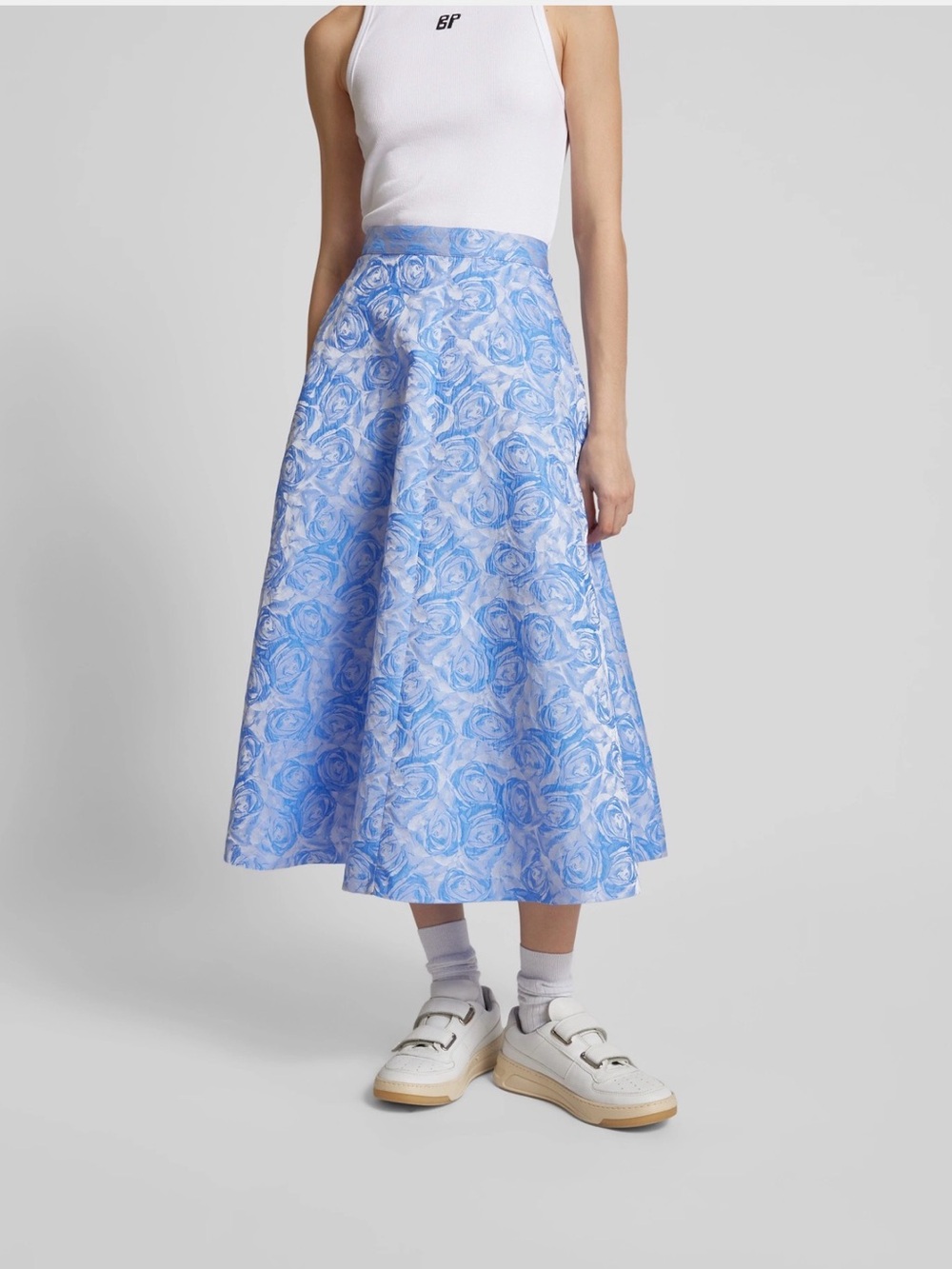 Baum und pferdgarten Light Blue Floral A-Line Midi Skirt Women's streetwear - Picture 3 of 4